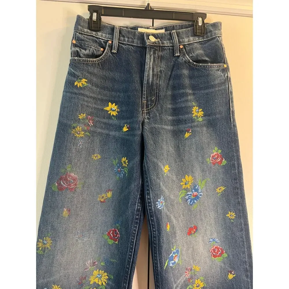 Mother Rerun Zip Sneak High-Rise Wide-Leg Jeans size 26 blue New - Picture 3 of 10